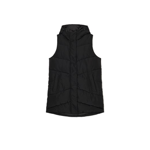 Cropp - Czarna kamizelka puffer z kapturem - czarny ze sklepu Cropp w kategorii Kamizelki damskie - zdjęcie 174805874