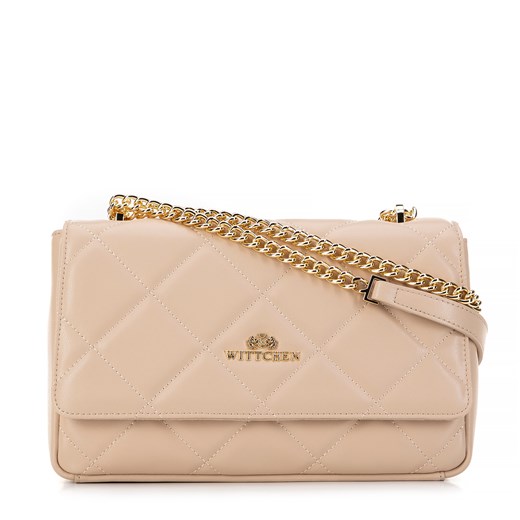 Damska torebka crossbody skórzana w romby beżowa ze sklepu WITTCHEN w kategorii Listonoszki - zdjęcie 174806510