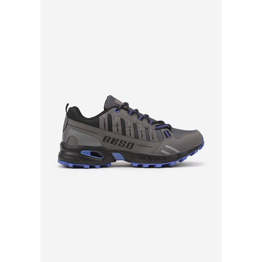 Szaro-Niebieskie Płaskie Buty Sportowe Sneakersy z Napisem i Paskami Taile ze sklepu born2be.pl w kategorii Buty sportowe męskie - zdjęcie 174808070