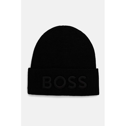 Boss Orange czapka wełniana kolor czarny wełniana 50522449 ze sklepu ANSWEAR.com w kategorii Czapki zimowe męskie - zdjęcie 174809022