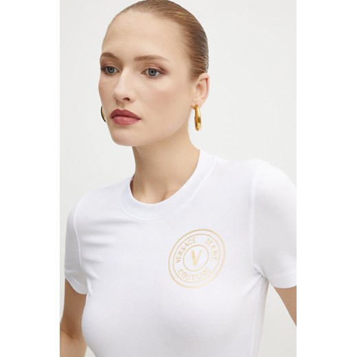 Versace Jeans Couture t-shirt damski kolor biały 77HAHT00 CJ03T ze sklepu ANSWEAR.com w kategorii Bluzki damskie - zdjęcie 174809620