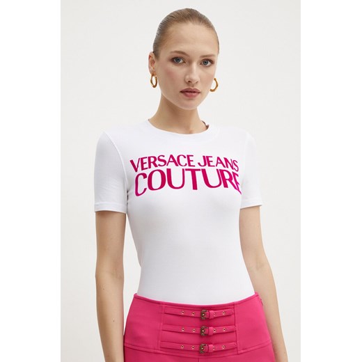 Versace Jeans Couture t-shirt damski kolor biały 77HAHL01 CJ02L ze sklepu ANSWEAR.com w kategorii Bluzki damskie - zdjęcie 174809630