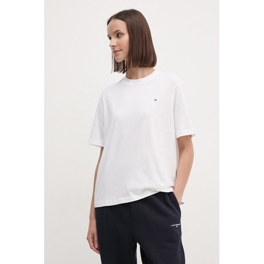 Tommy Hilfiger t-shirt bawełniany damski kolor biały WW0WW43597 ze sklepu ANSWEAR.com w kategorii Bluzki damskie - zdjęcie 174809681