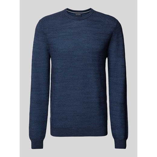 Sweter z dzianiny o kroju slim fit z fakturowanym wzorem ze sklepu Peek&Cloppenburg  w kategorii Swetry męskie - zdjęcie 174811082