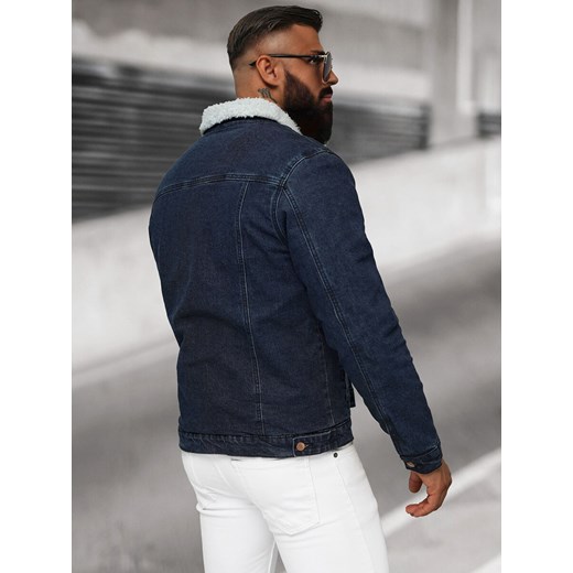 Kurtka męska jeansowa sherpa granatowa OZONEE NB/MJ517BSZ Ozonee XXL ozonee.pl