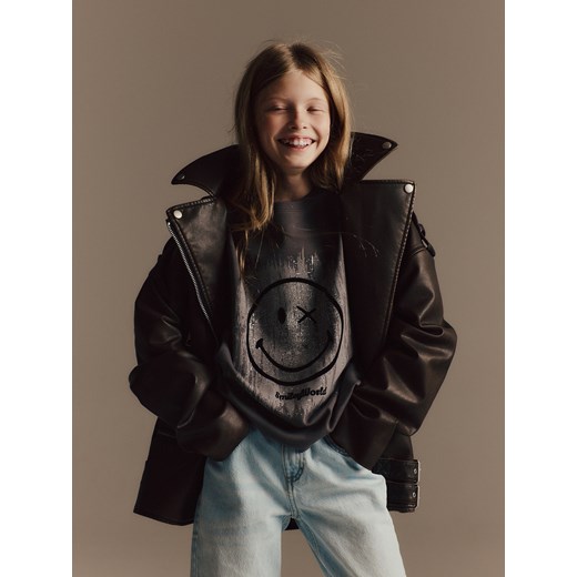 Reserved - Koszulka SmileyWorld® - ciemnoszary ze sklepu Reserved w kategorii Bluzki dziewczęce - zdjęcie 174821760