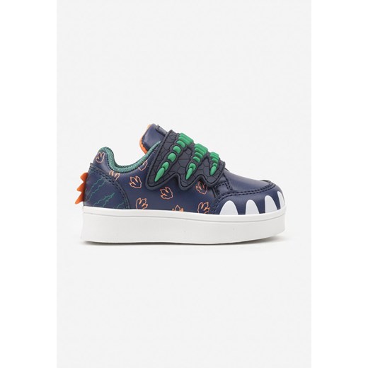Granatowe Buty Sportowe w Ozdobny Print z Aplikacjami i Zapięciem na Rzep Erisella ze sklepu born2be.pl w kategorii Buty sportowe dziecięce - zdjęcie 174821893