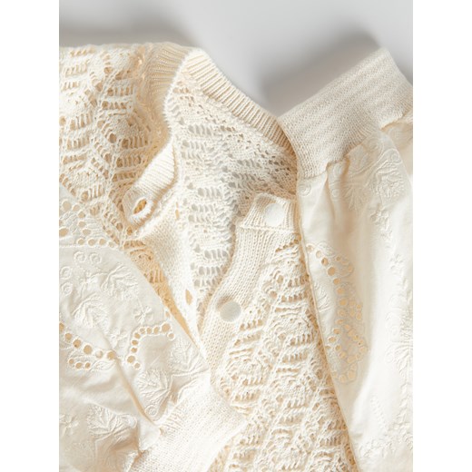 Reserved - Crochetowy sweter - złamana biel Reserved S Reserved