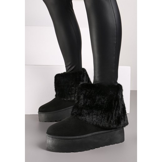 Śniegowce damskie Renee czarne casual na płaskiej podeszwie 