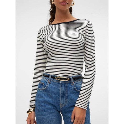 Vero Moda bluzka damska casual z długim rękawem szara z okrągłym dekoltem 