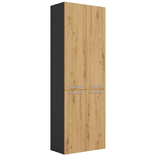 Szafka łazienkowa z koszami antracyt + dąb artisan - Kemi 4X ze sklepu Edinos.pl w kategorii Szafki i regały łazienkowe - zdjęcie 174838770