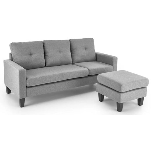 Popielata sofa z dostawianym podnóżkiem - Tuberosa ze sklepu Edinos.pl w kategorii Sofy i kanapy - zdjęcie 174838840