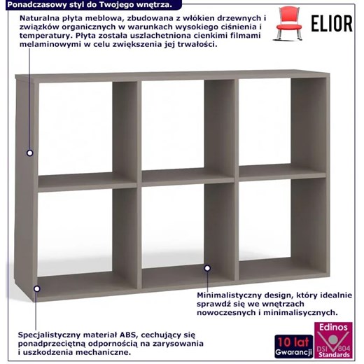 Regał ażurowy z 6 półkami glina - Begonis 4x Elior One Size Edinos.pl
