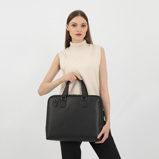Wojas Duża Czarna Torebka Damska Ze Skóry Licowej ze sklepu Wojas w kategorii Torby Shopper bag - zdjęcie 174839150