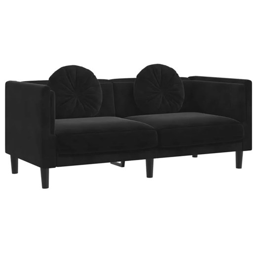 Czarna sofa 2-osobowa z poduszkami - FINO 4X ze sklepu Edinos.pl w kategorii Sofy i kanapy - zdjęcie 174840564