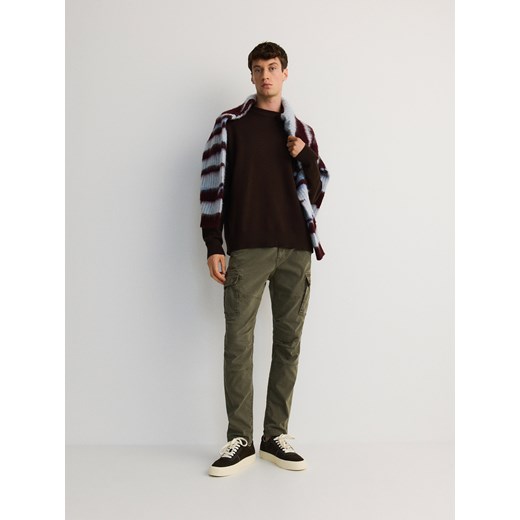 Reserved - Spodnie cargo slim fit - ciemnozielony Reserved S Reserved