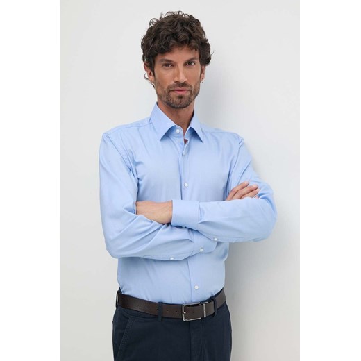 BOSS koszula męska kolor niebieski regular z kołnierzykiem klasycznym 50527231 ze sklepu ANSWEAR.com w kategorii Koszule męskie - zdjęcie 174847294