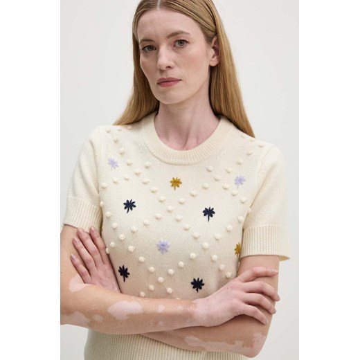 PS Paul Smith t-shirt damski kolor beżowy W2R.435N.N31251 ze sklepu ANSWEAR.com w kategorii Bluzki damskie - zdjęcie 174848341