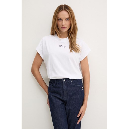 Karl Lagerfeld t-shirt damski kolor biały 246W1721 ze sklepu ANSWEAR.com w kategorii Bluzki damskie - zdjęcie 174848362