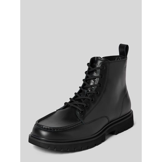Buty skórzane ze sznurowaniem i zamkiem błyskawicznym ze sklepu Peek&Cloppenburg  w kategorii Buty zimowe męskie - zdjęcie 174848644