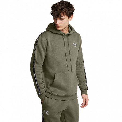Męska bluza dresowa nierozpinana z kapturem Under Armour UA Icon Fleece Hd Taping - khaki ze sklepu Sportstylestory.com w kategorii Bluzy męskie - zdjęcie 174849244