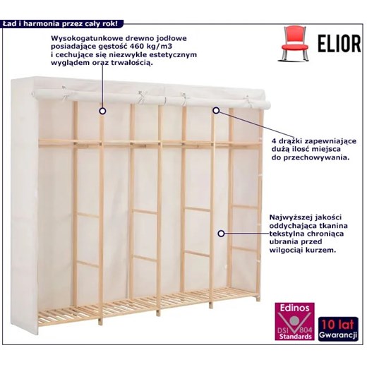 Biała duża szafa tekstylna z półkami i drążkiem - Gerom 7X Elior One Size Edinos.pl