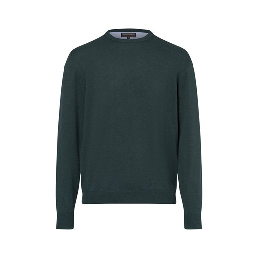 Finshley & Harding Sweter z dodatkiem kaszmiru Mężczyźni drobna dzianina oliwkowy jednolity ze sklepu vangraaf w kategorii Swetry męskie - zdjęcie 174850300