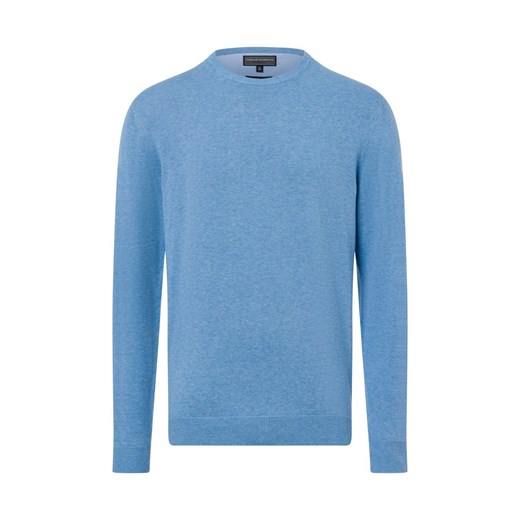 Finshley & Harding Sweter z dodatkiem kaszmiru Mężczyźni drobna dzianina jasnoniebieski jednolity ze sklepu vangraaf w kategorii Swetry męskie - zdjęcie 174850301