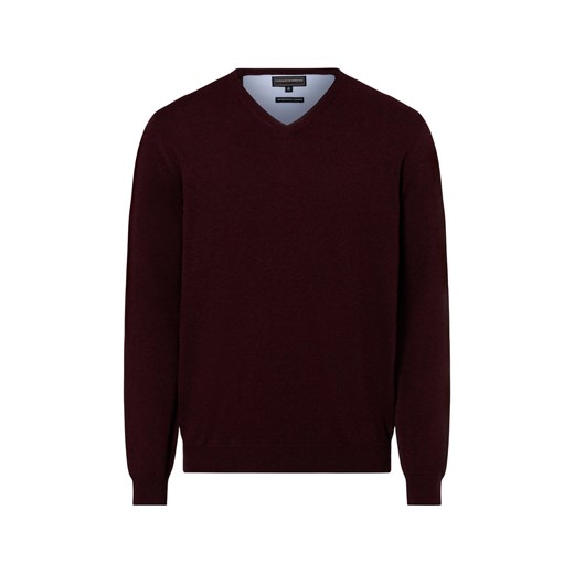 Finshley & Harding Sweter z dodatkiem kaszmiru Mężczyźni Bawełna bordowy jednolity ze sklepu vangraaf w kategorii Swetry męskie - zdjęcie 174850314