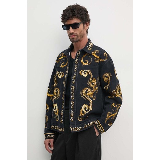 Versace Jeans Couture kurtka jeansowa męska kolor czarny przejściowa oversize 77GAS40P ES125LO1 ze sklepu ANSWEAR.com w kategorii Kurtki męskie - zdjęcie 174851012