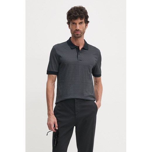 BOSS polo bawełniane kolor czarny wzorzysty 50518877 ze sklepu ANSWEAR.com w kategorii T-shirty męskie - zdjęcie 174851113