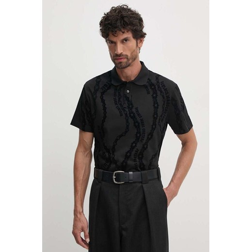 Versace Jeans Couture polo bawełniane kolor czarny wzorzysty 77GAG6R0 JS415 ze sklepu ANSWEAR.com w kategorii T-shirty męskie - zdjęcie 174851124