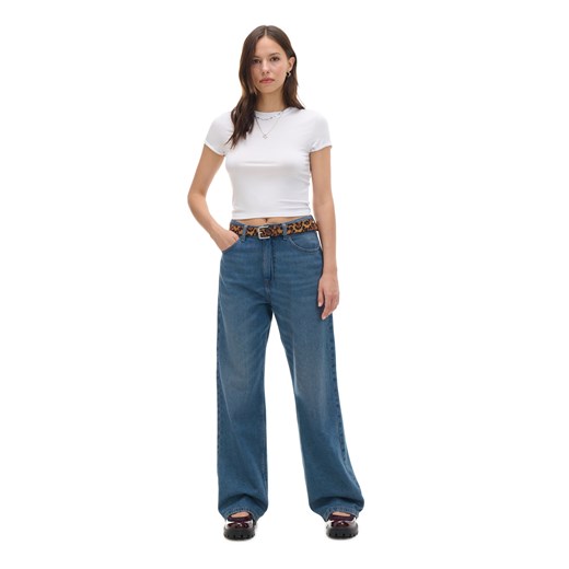 Cropp - Ciemnoniebieskie jeansy baggy - granatowy Cropp 38 Cropp