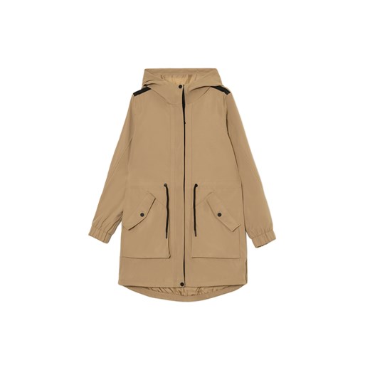 Cropp - Beżowa parka z kapturem - beżowy ze sklepu Cropp w kategorii Parki damskie - zdjęcie 174856603