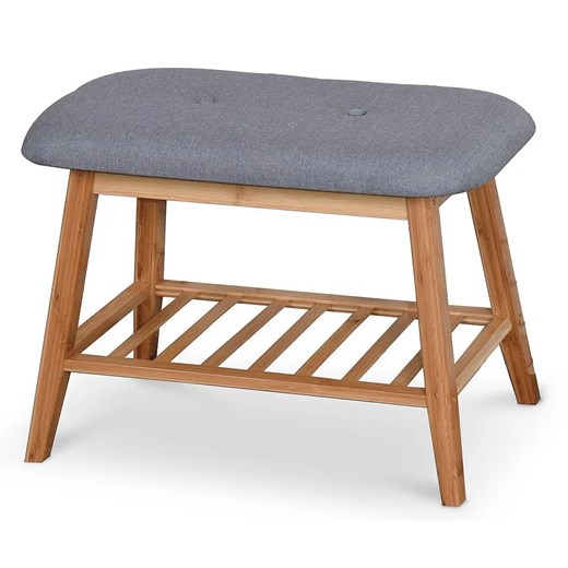 Drewniana ławka siedzisko z półką na obuwie Tiffany 60 cm - popiel ze sklepu Edinos.pl w kategorii Zestawy mebli do przedpokoju - zdjęcie 174859930