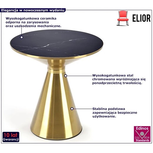 Złoto-czarny stolik kawowy glamour - Palero Elior One Size Edinos.pl