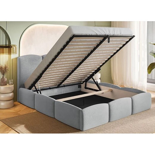 Podwójne łóżko welurowe z eleganckim zagłówkiem 180x200 Nifea 4X - 36 kolorów Elior One Size Edinos.pl