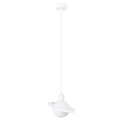 Biała pojedyncza lampa wisząca ze szklano-metalowym kloszem - A604-Davena Lumes One Size Edinos.pl