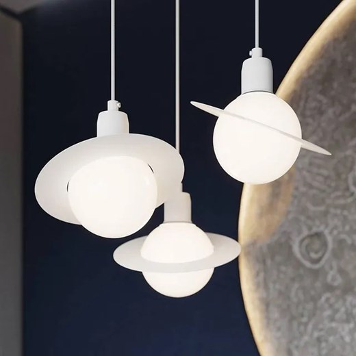 Biała pojedyncza lampa wisząca ze szklano-metalowym kloszem - A604-Davena Lumes One Size Edinos.pl