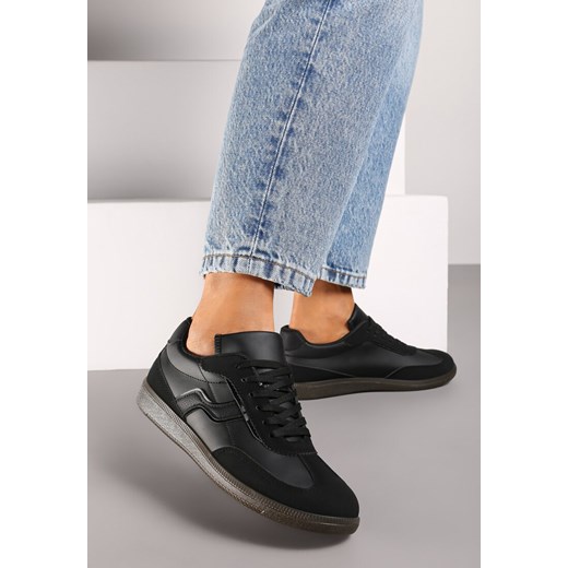 Buty sportowe damskie czarne Born2be sneakersy płaskie casual sznurowane 