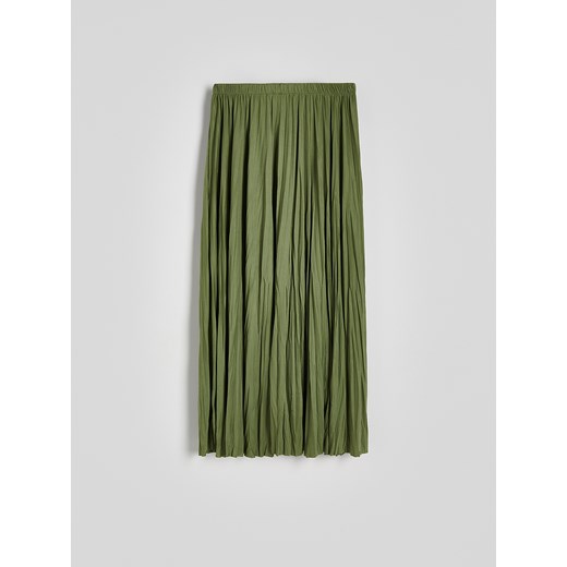 Reserved - Spódnica maxi z gniecionej tkaniny - zielony Reserved L Reserved