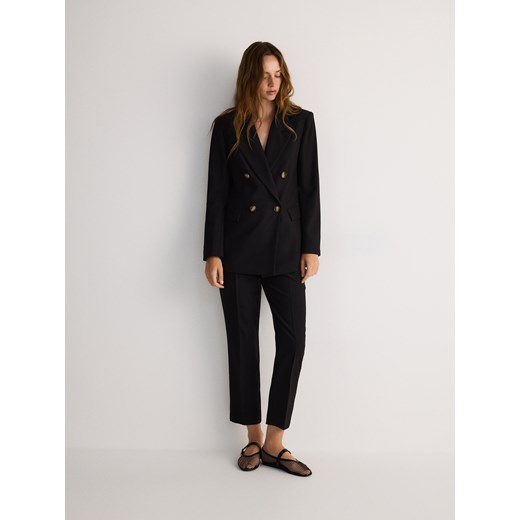 Reserved - Dwurzędowa marynarka z dodatkiem wiskozy - czarny Reserved M Reserved