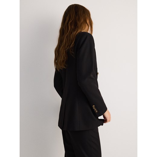 Reserved - Dwurzędowa marynarka z dodatkiem wiskozy - czarny Reserved M Reserved