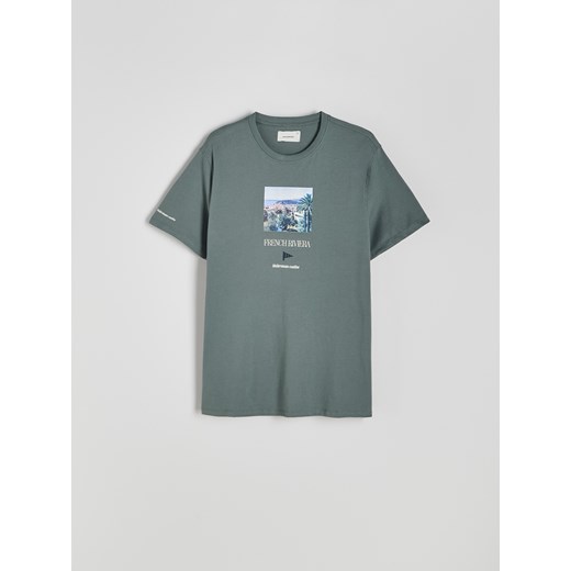 Reserved - T-shirt regular z nadrukiem - jasny zielony ze sklepu Reserved w kategorii T-shirty męskie - zdjęcie 174869143
