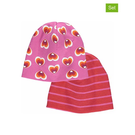 Fred´s World by GREEN COTTON Czapki beanie (2 szt.) &quot;Heart&quot; w kolorze czerwono-różowym ze sklepu Limango Polska w kategorii Czapki dziecięce - zdjęcie 174870894
