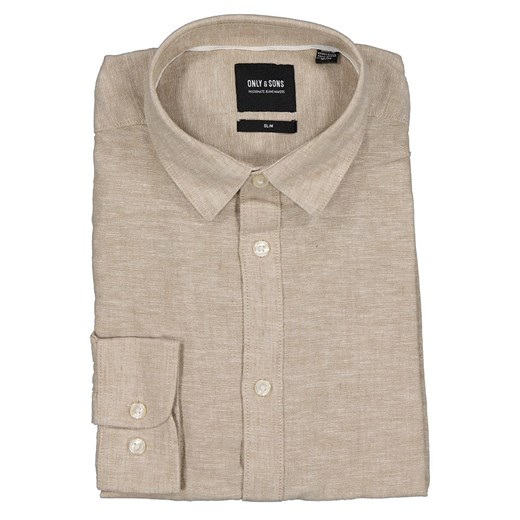 Only & Sons koszula męska beżowa z długimi rękawami jesienna casual