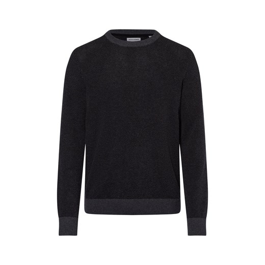 Jack & Jones Męski sweter z dzianiny - JJEGlobe Mężczyźni Bawełna antracytowy jednolity ze sklepu vangraaf w kategorii Swetry męskie - zdjęcie 174875101