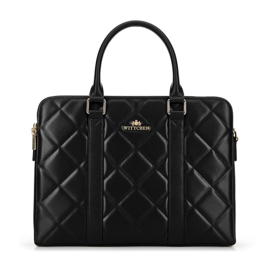 Damska torba na laptopa 15,6'' skórzana czarno - złota ze sklepu WITTCHEN w kategorii Torby na laptopa - zdjęcie 174877781