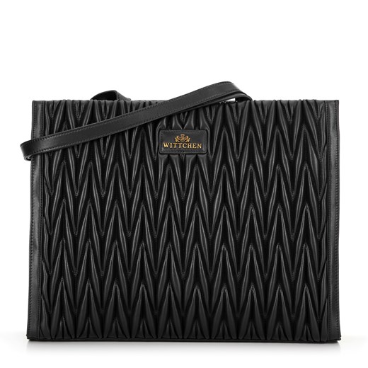 Damska torebka shopperka w pionowe pikowanie czarna ze sklepu WITTCHEN w kategorii Torby Shopper bag - zdjęcie 174877801