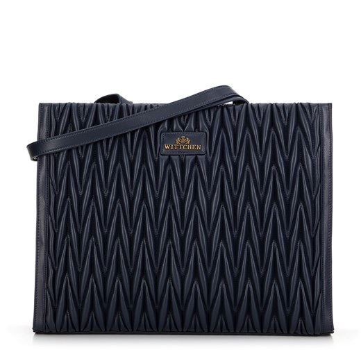 Damska torebka shopperka w pionowe pikowanie granatowa ze sklepu WITTCHEN w kategorii Torby Shopper bag - zdjęcie 174877802